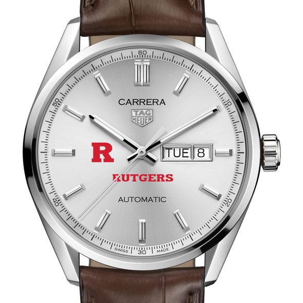 Rutgers Men's TAG Heuer Automatic Day/Date Carrera with Silver Dial - Image 1