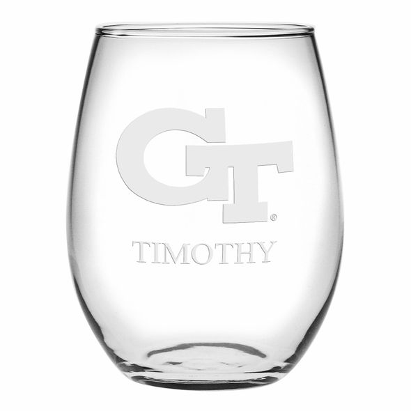 Georgia Tech Stemless Wine Glasses Made in the USA - Set of 2 - Image 1
