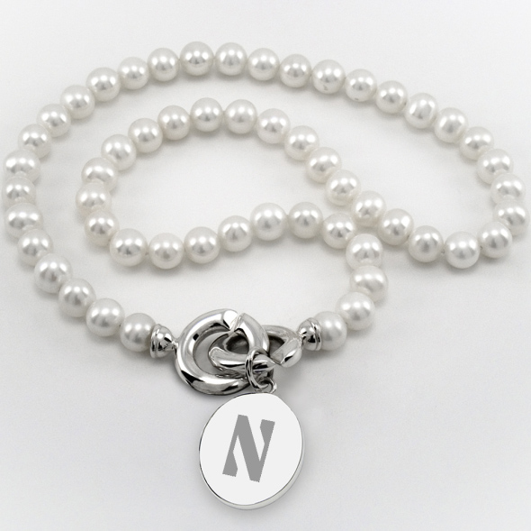 Northwestern Pearl Necklace with Sterling Silver Charm