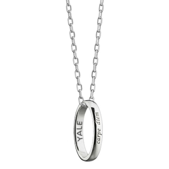 Yale University Monica Rich Kosann "Carpe Diem" Poesy Ring Necklace in Silver - Image 1