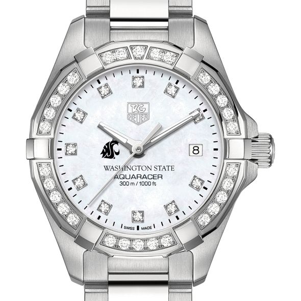 Washington State University W's TAG Heuer Steel Aquaracer with MOP Dia Dial & Bezel