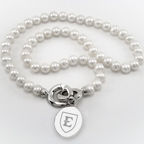 East Tennessee State University Pearl Necklace with Sterling Silver Charm - Image 1