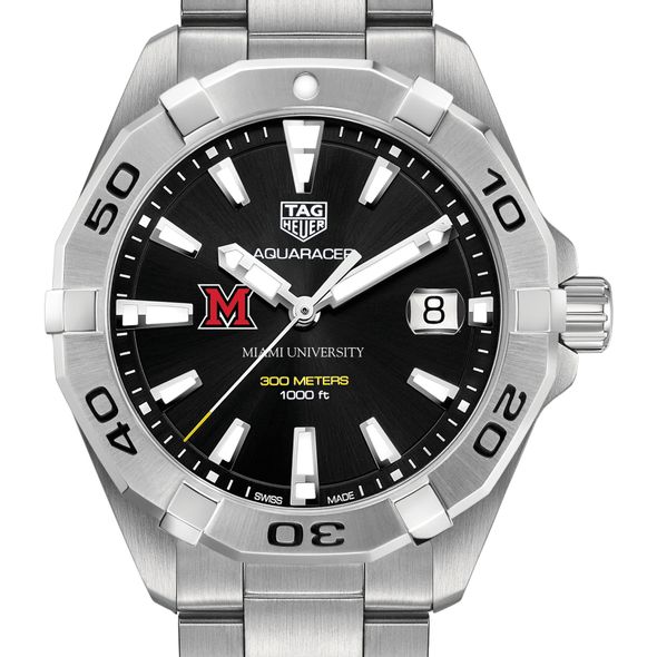 Miami University Men's TAG Heuer Steel Aquaracer with Black Dial