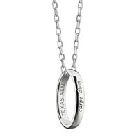 Texas A&M University Monica Rich Kosann "Carpe Diem" Poesy Ring Necklace in Silver