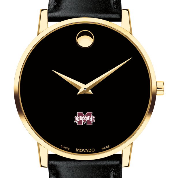 Mississippi State Men's Movado Gold Museum Classic Leather