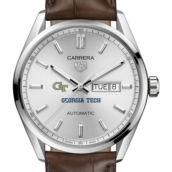 Georgia Tech Men's TAG Heuer Automatic Day/Date Carrera with Silver Dial - Image 1