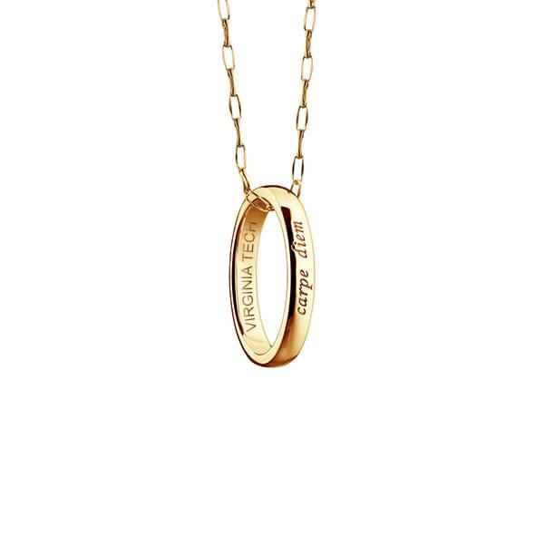 Virginia Tech Monica Rich Kosann "Carpe Diem" Poesy Ring Necklace in Gold - Image 1