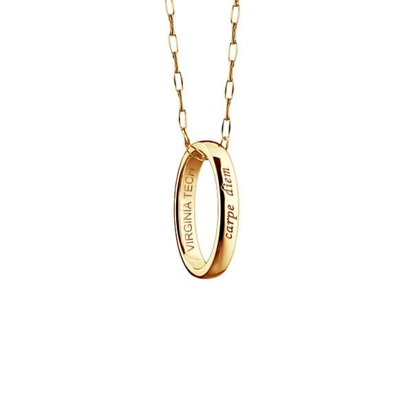 Virginia Tech Monica Rich Kosann "Carpe Diem" Poesy Ring Necklace in Gold