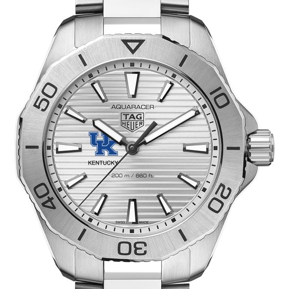University of Kentucky Men's TAG Heuer Steel Aquaracer with Silver Dial - Image 1