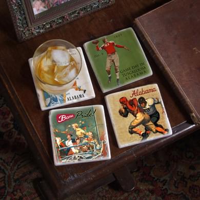 Alabama Vintage Football Marble Coasters