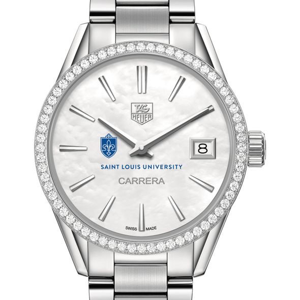Saint Louis University Women's TAG Heuer Steel Carrera with MOP Dial & Diamond Bezel