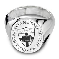 Holy Cross Sterling Silver Oval Signet Ring