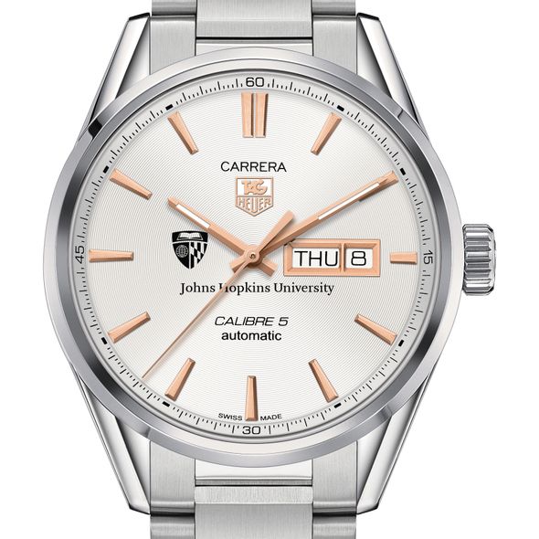 Johns Hopkins University Men's TAG Heuer Day/Date Carrera with Silver Dial & Bracelet