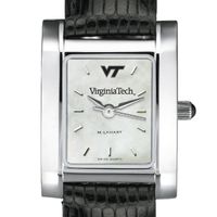 Virginia Tech Women's Mother of Pearl Quad Watch with Leather Strap