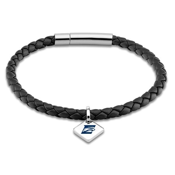 Emory Leather Bracelet with Sterling Silver Tag - Black