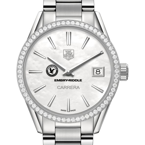 Embry-Riddle Women's TAG Heuer Steel Carrera with MOP Dial & Diamond Bezel