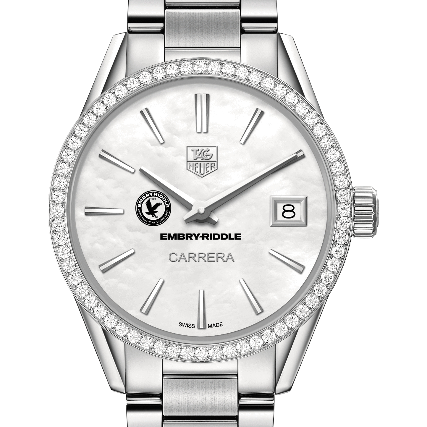 Embry-Riddle W's TAG Heuer Steel Carrera w MOP Dial & Diamond Bezel
