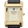 Ball State Men's Gold Quad with Leather Strap - Image 1