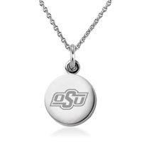 Oklahoma State University Necklace with Charm in Sterling Silver