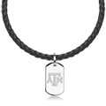 Texas A&M University Leather Necklace with Sterling Dog Tag - Image 1