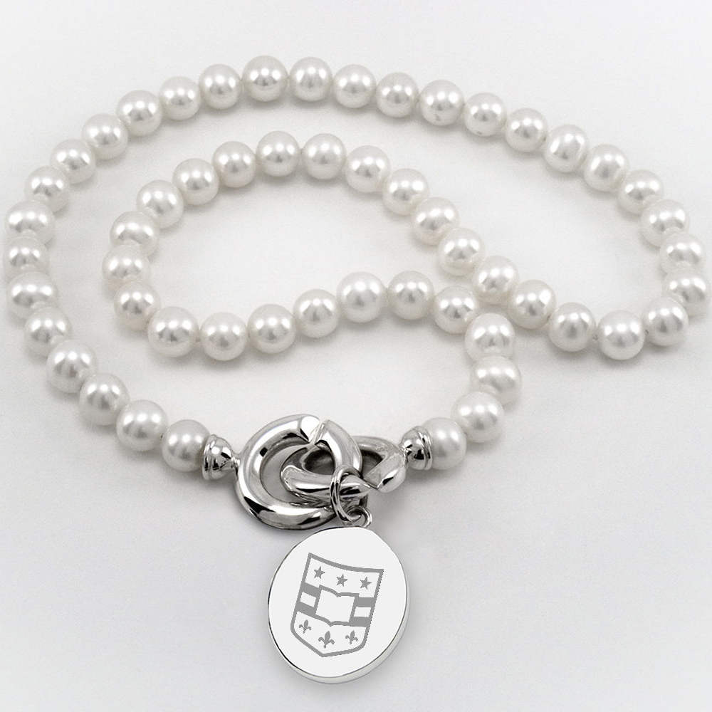 WUSTL Pearl Necklace with Sterling Silver Charm