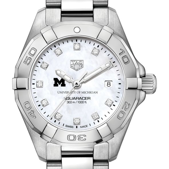 University of Michigan W's TAG Heuer Steel Aquaracer w MOP Dia Dial