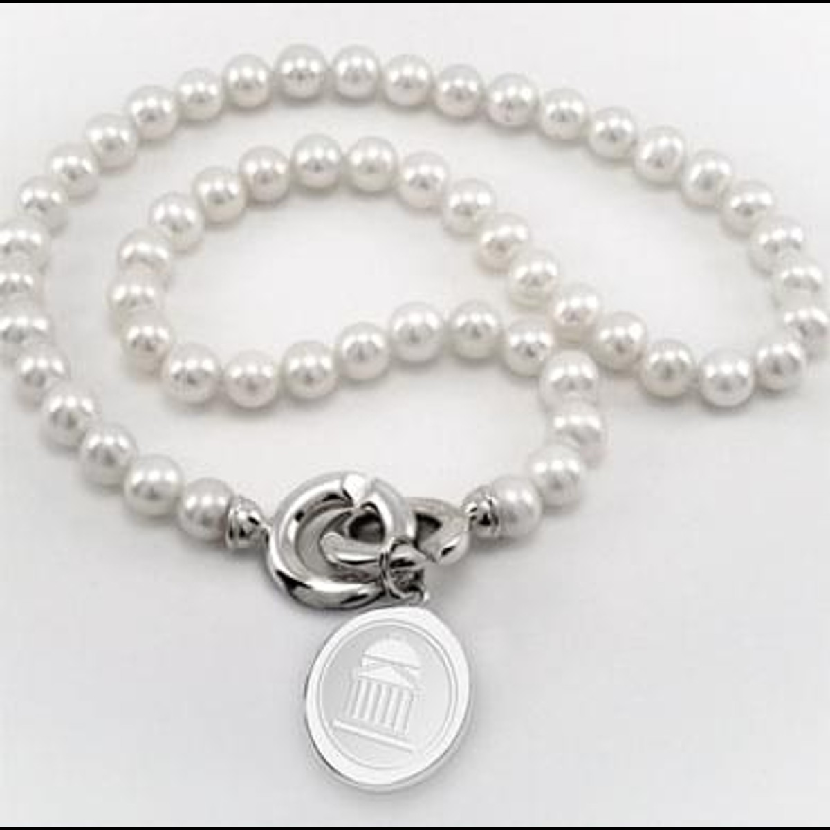 Smu Pearl Necklace With Sterling Silver Charm