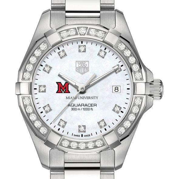 Miami University W's TAG Heuer Steel Aquaracer with MOP Dia Dial & Bezel