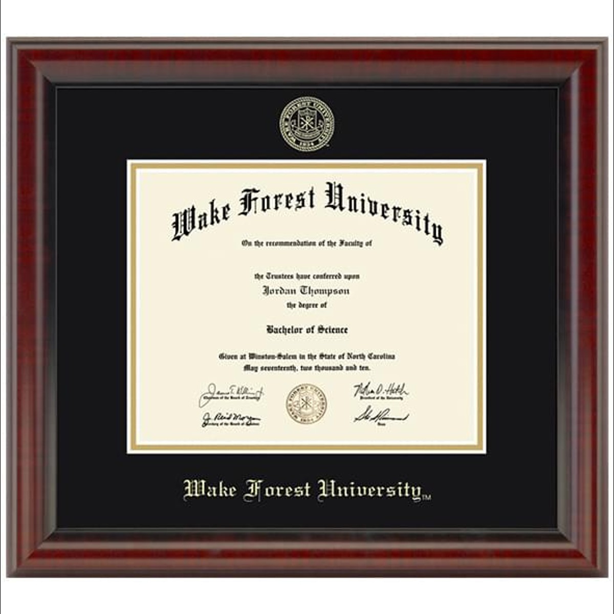 Signature Announcements Wake-Forest-University Doctorate Sculpted Foil Seal Graduation Diploma Frame 23 x 24 Matte Mahogany 