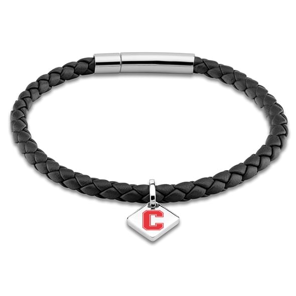 Cornell Leather Bracelet with Sterling Silver Tag - Black