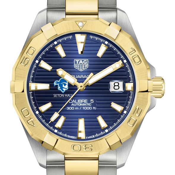 Seton Hall Men's TAG Heuer Automatic Two-Tone Aquaracer with Blue Dial - Image 1