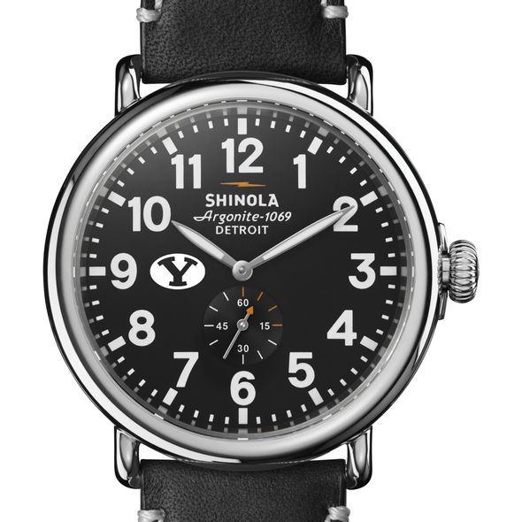 BYU Shinola Watch, The Runwell 47mm Black Dial - Image 1
