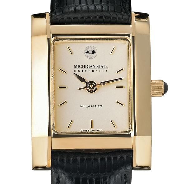 Michigan State Women's Gold Quad with Leather Strap