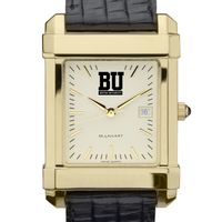 BU Men's Gold Quad with Leather Strap