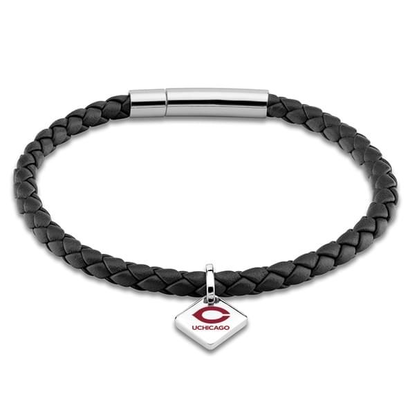 Chicago Leather Bracelet with Sterling Silver Tag - Black