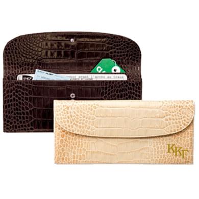 Kappa Kappa Gamma Ladies Travel Clutch / Crocodile Grain