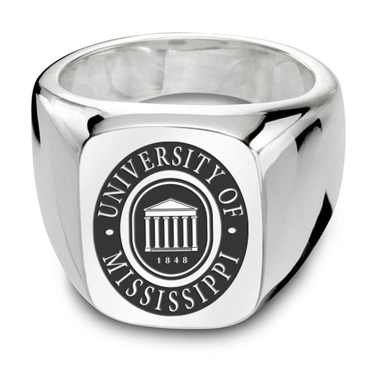 Ole Miss Sterling Silver Rectangular Cushion Ring at M.LaHart & Co.