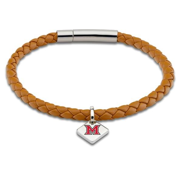 Miami University Leather Bracelet with Sterling Tag - Saddle