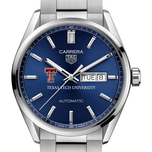 Texas Tech Men's TAG Heuer Carrera with Blue Dial & Day-Date Window - Image 1