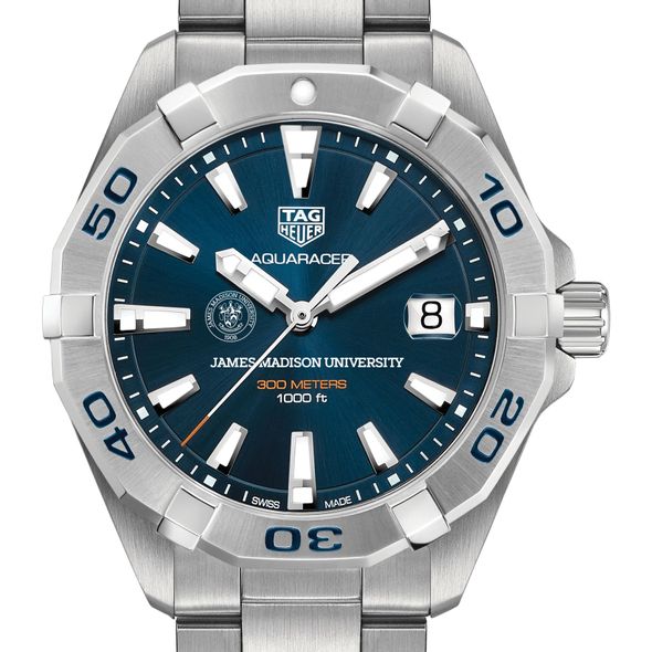 James Madison University Men's TAG Heuer Steel Aquaracer with Blue Dial
