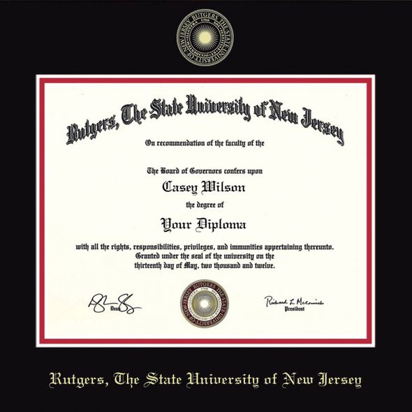 Official Rutgers Bachelors Diploma Frame, the Fidelitas Graduation