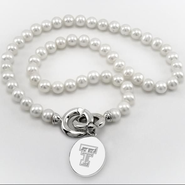 Texas Tech Pearl Necklace with Sterling Silver Charm - Image 1