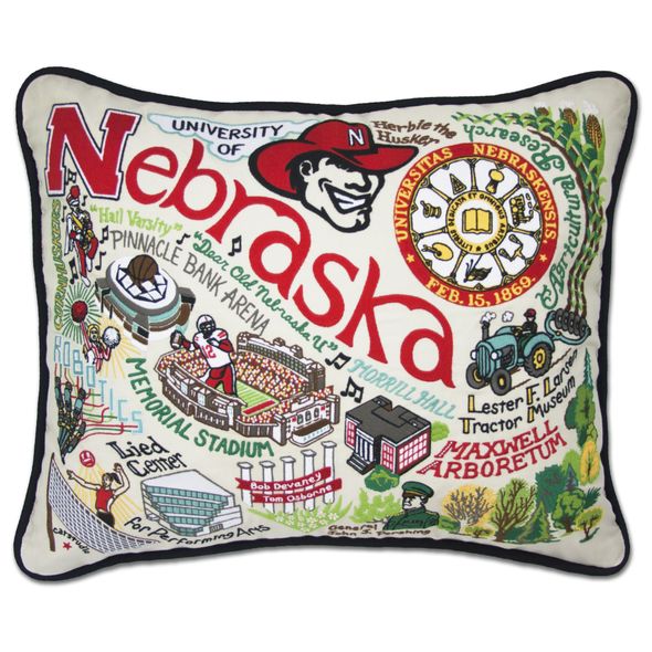 Nebraska Embroidered Pillow - Image 1