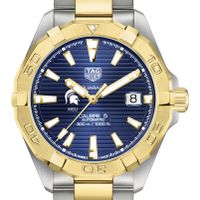 Michigan State Men's TAG Heuer Automatic Two-Tone Aquaracer with Blue Dial