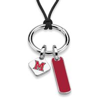 Miami University in Ohio Silk Necklace with Enamel Charm & Sterling Silver Tag