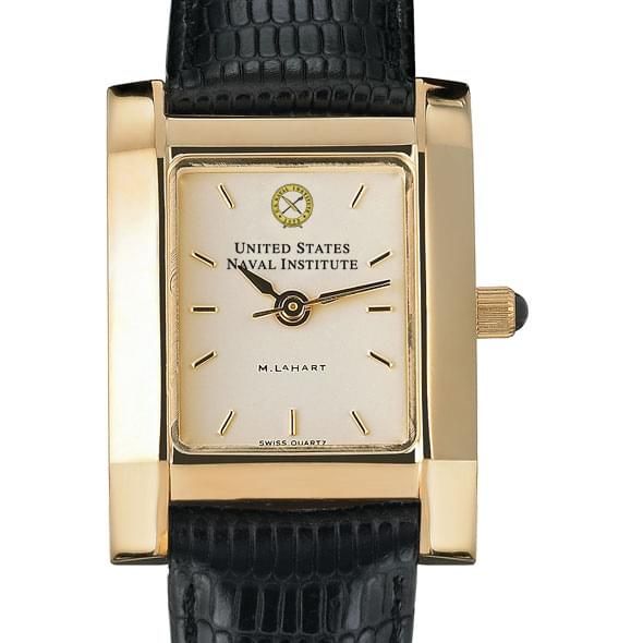 USNI Women's Gold Quad Watch with Leather Strap