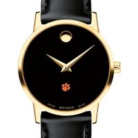 Clemson Women's Movado Gold Museum Classic Leather