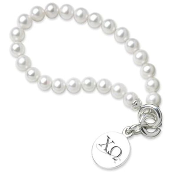Chi Omega Pearl Bracelet with Sterling Silver Charm - Image 1