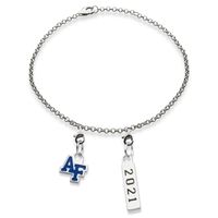 USAFA 2021 Sterling Silver Bracelet with Two Charms
