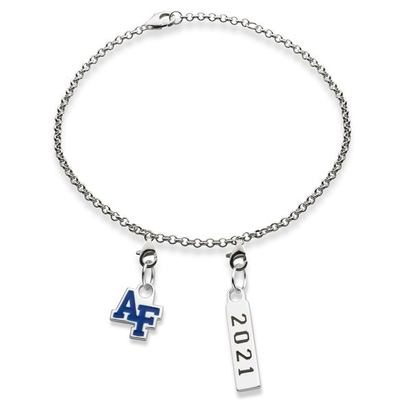 USAFA 2021 Sterling Silver Bracelet with Two Charms - Image 1